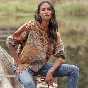 Garnet Hill Recycled-Cashmere Patchwork Sweater